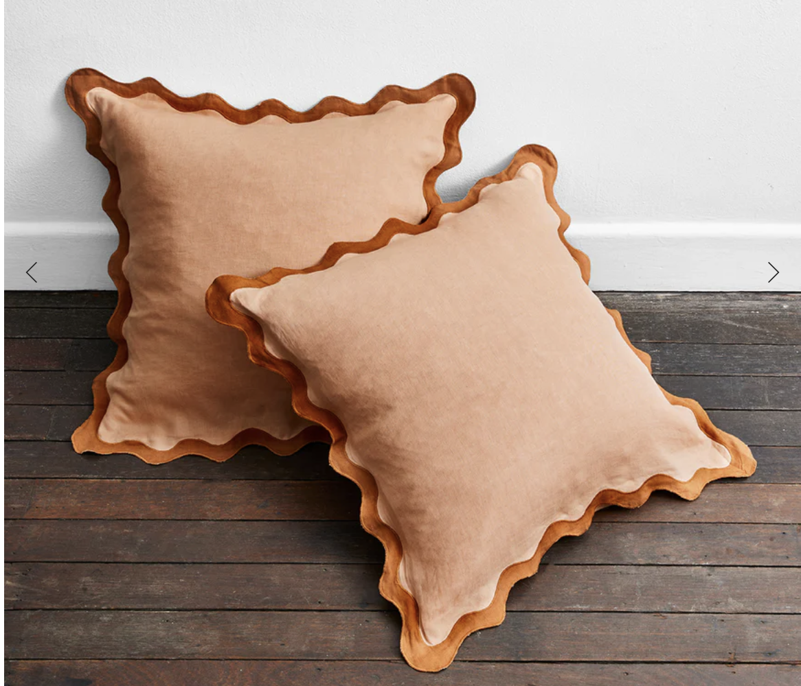 Terracotta & Rust Scalloped European Pillowcases (Set of Two)